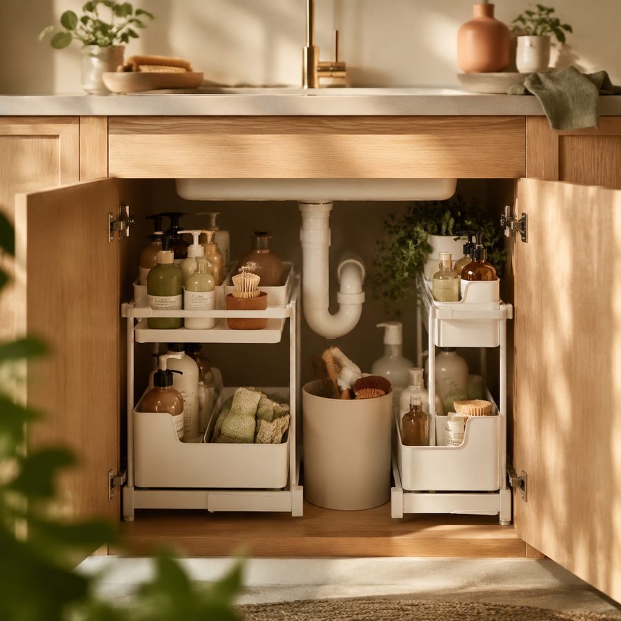 Under-sink ideas storage scene